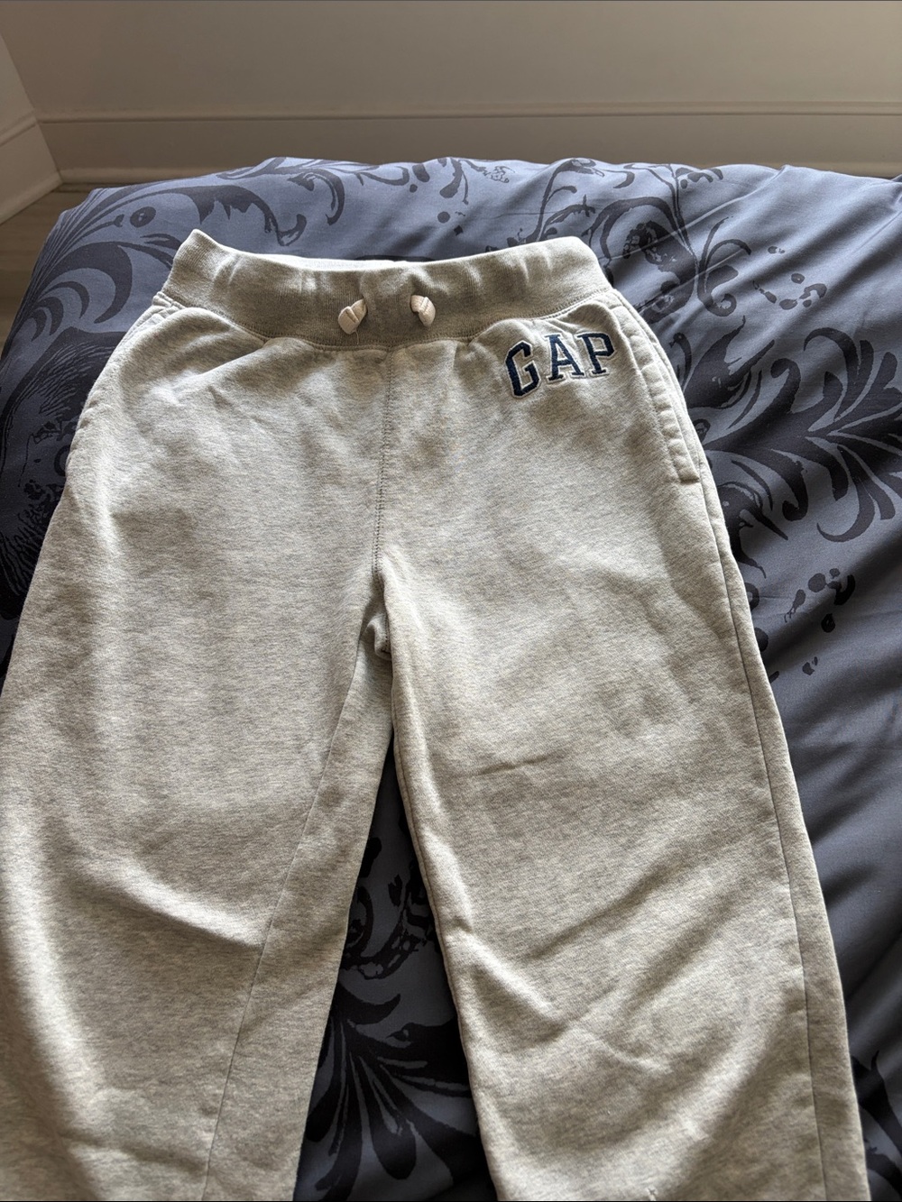 GAP Kids Heather Light Gray Sweatpants with Logo